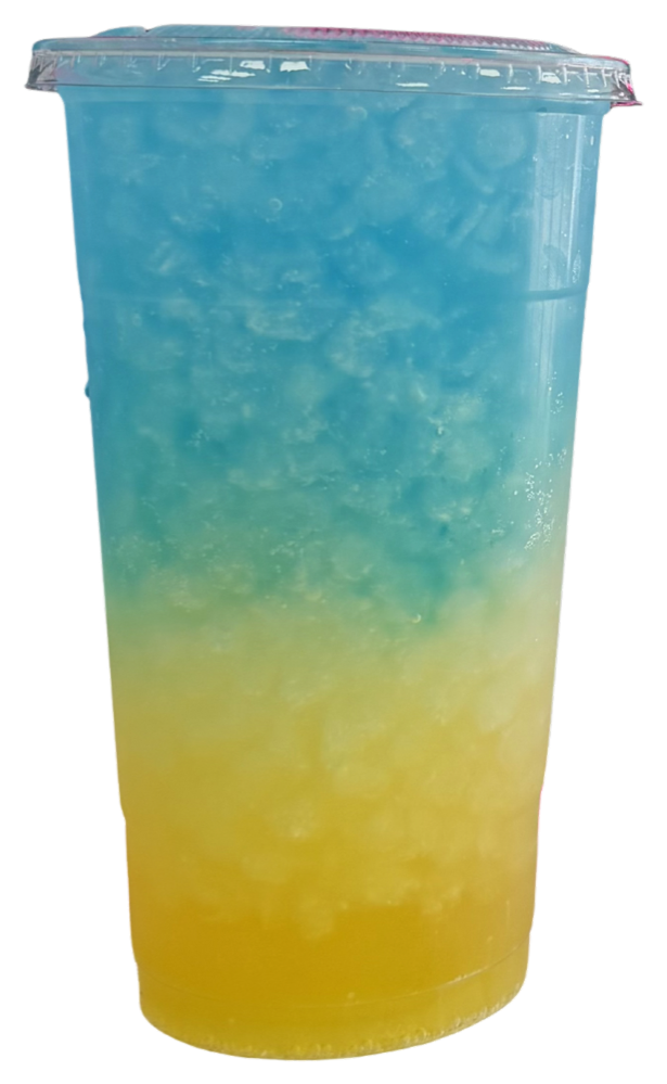 Blue and yellow loaded tea
